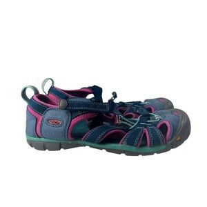 KEEN Big Kid's Seacamp II CNX Sandals - Poseidon/Very Berry Hiking - Size 4